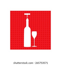 vector icons related to wine including wine bottle, wine glass, corkscrew.