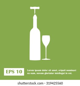 vector icons related to wine including wine bottle, wine glass, corkscrew