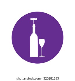 vector icons related to wine including wine bottle, wine glass, corkscrew