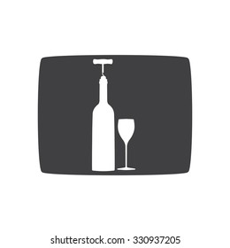 vector icons related to wine including wine bottle, wine glass, corkscrew
