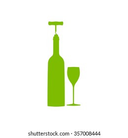 vector icons related to wine including wine bottle, wine glass, corkscrew