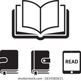 Vector Icons Representing Books and E-Readers