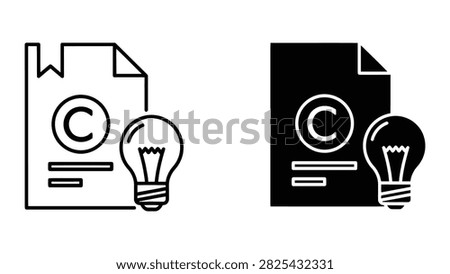 Vector icons representing copyright protection, intellectual property, and creative idea development.