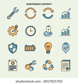 Vector icons representing maintenance continuity for facilities and equipment upkeep