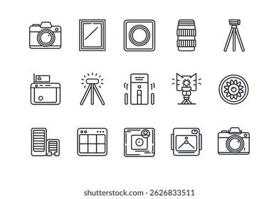 Vector Icons Representing Photography and Photo Editing Tools