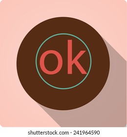 Vector icons with retro long shadow "OK"