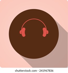 Vector icons with retro long shadow "headphones"