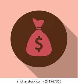 Vector icons with retro long shadow "money"