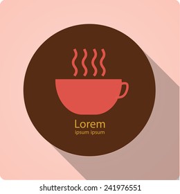 Vector icons in retro style with long shadow "coffee"
