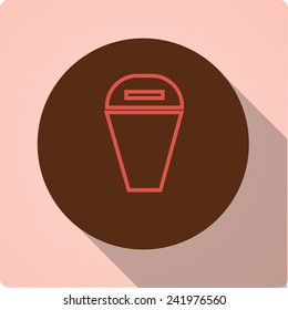 Vector icons in retro style with long shadow "trash"