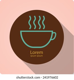 Vector icons in retro style with long shadow "cup"