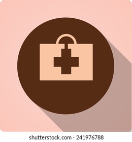 Vector icons in retro style with long shadow "medical"