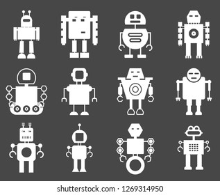 Vector icons of robots in a flat design