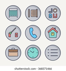 Vector icons rolling, portal and profile systems. Set colored icons of vector illustrations industry