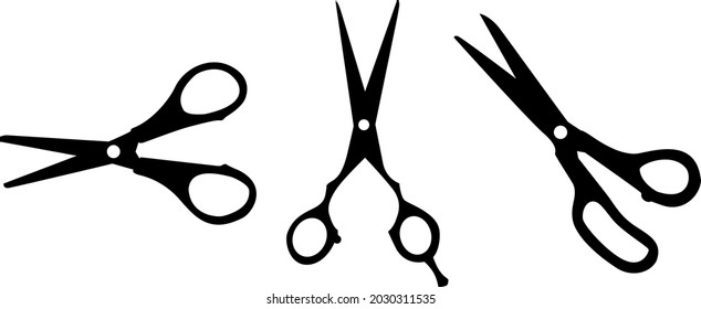 Vektorsymbole von Scheren, Silhouetten, Vektorgrafik.