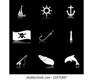 vector icons with sea design for different type of using