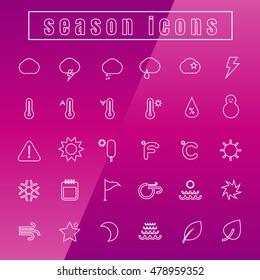 vector icons season Thin Line white