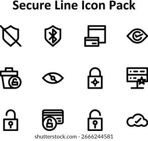 Iconos vectoriales - seguro, 12 en el contorno