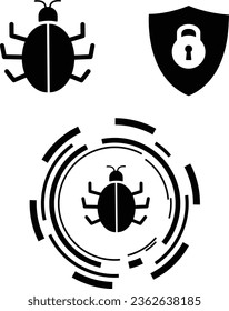 Vector Icons of Security, Virus, Malware and Bugs