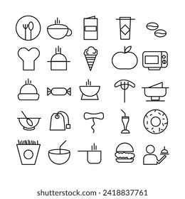 Vector icons set about food and drink restaurants fast food illustration