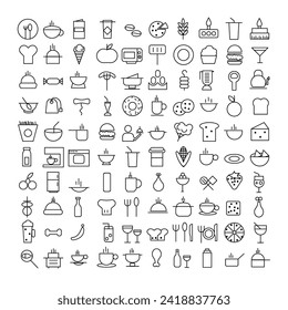 Vector icons set about food and drink restaurants fast food illustration