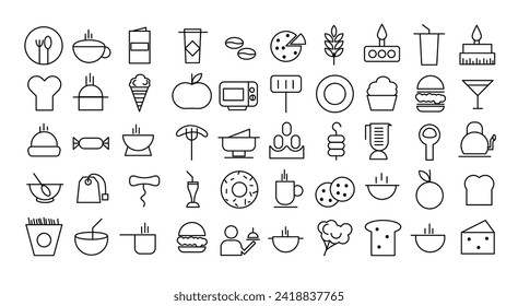 Vector icons set about food and drink restaurants fast food illustration