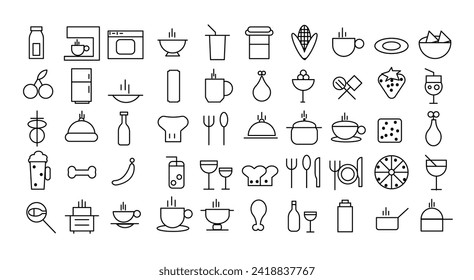 Vector icons set about food and drink restaurants fast food illustration