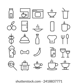 Vector icons set about food and drink restaurants fast food illustration