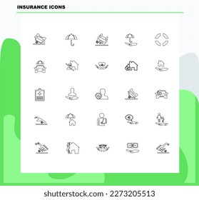 vector icons set about insurance