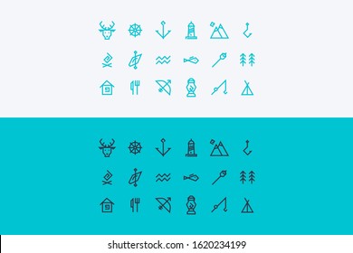 vector icons set about travel and tourism
