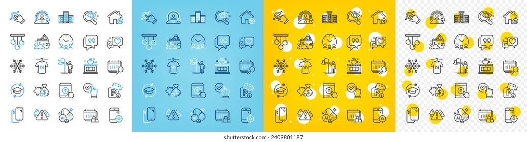 Vector icons set of Air conditioning, Calendar and Checkbox line icons pack for web with Touchscreen gesture, Leadership, Seo phone outline icon. Coffee shop, Ceiling lamp. Vector