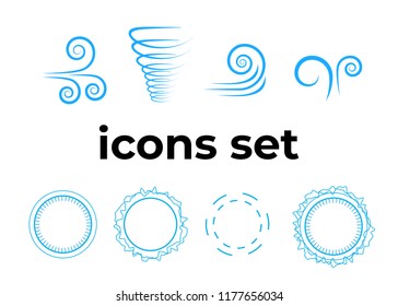 Vector icons set. Air and key icon. Name tag and film roll vector set icons