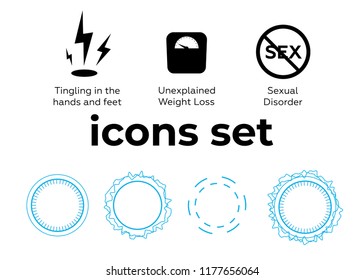 Vector icons set. Air and key icon. Name tag and film roll vector set icons