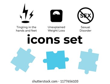Vector icons set. Air and key icon. Name tag and film roll vector set icons