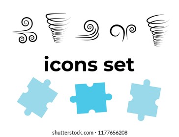Vector icons set. Air and key icon. Name tag and film roll vector set icons