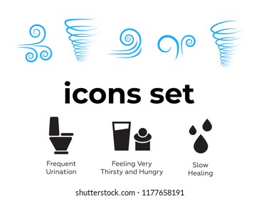 Vector icons set. Air and key icon. Name tag and film roll vector set icons