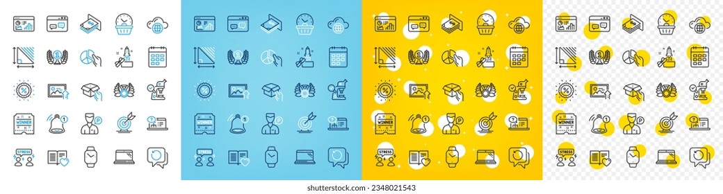 Vector icons set of Atm money, Recovery data and Smartwatch line icons pack for web with Love book, Calendar, Innovation outline icon. Seo statistics, Target goal, Triangle area pictogram. Vector