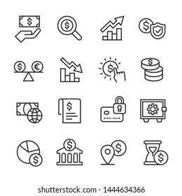 Vector icons set of banking and finance