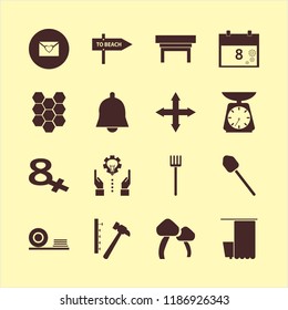 Vector icons set beach direction, bathroom, out arrows and kitchen scale