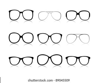 Vector icons set black Eye glasses a white background