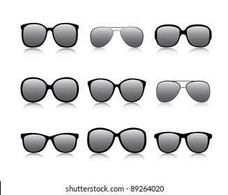 Vector icons set black Eye glasses a white background