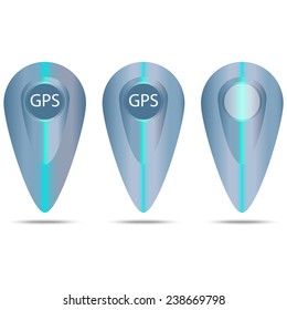 Vector icons. Set blue markers for map isolated on white background. EPS 10.