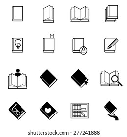 vector icons set of book and reading activity 