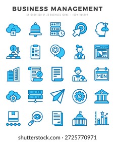 Conjunto de iconos vectoriales de gestión empresarial. Dos iconos de estilo de color.
