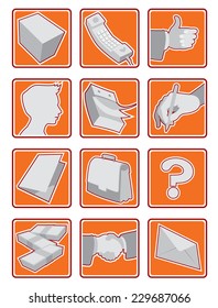 Vector icons set for business in orange