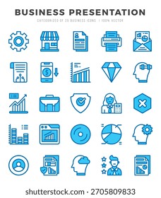 Conjunto de iconos vectoriales de presentación de negocios. Dos iconos de estilo de color.