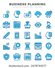 Vector icons set of Business Strategy. Two Color style Icons.