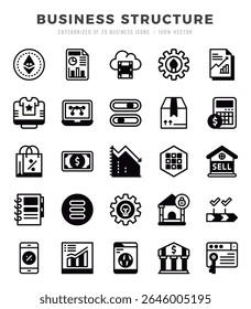 Vector icons set of Business Structure. Lineal Filled style Icons.