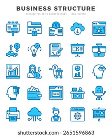 Vector icons set of Business Structure. Two Color style Icons.