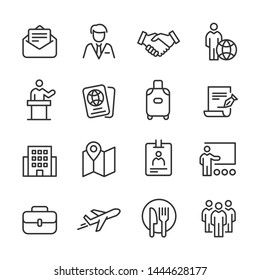 Vector icons set of business trip